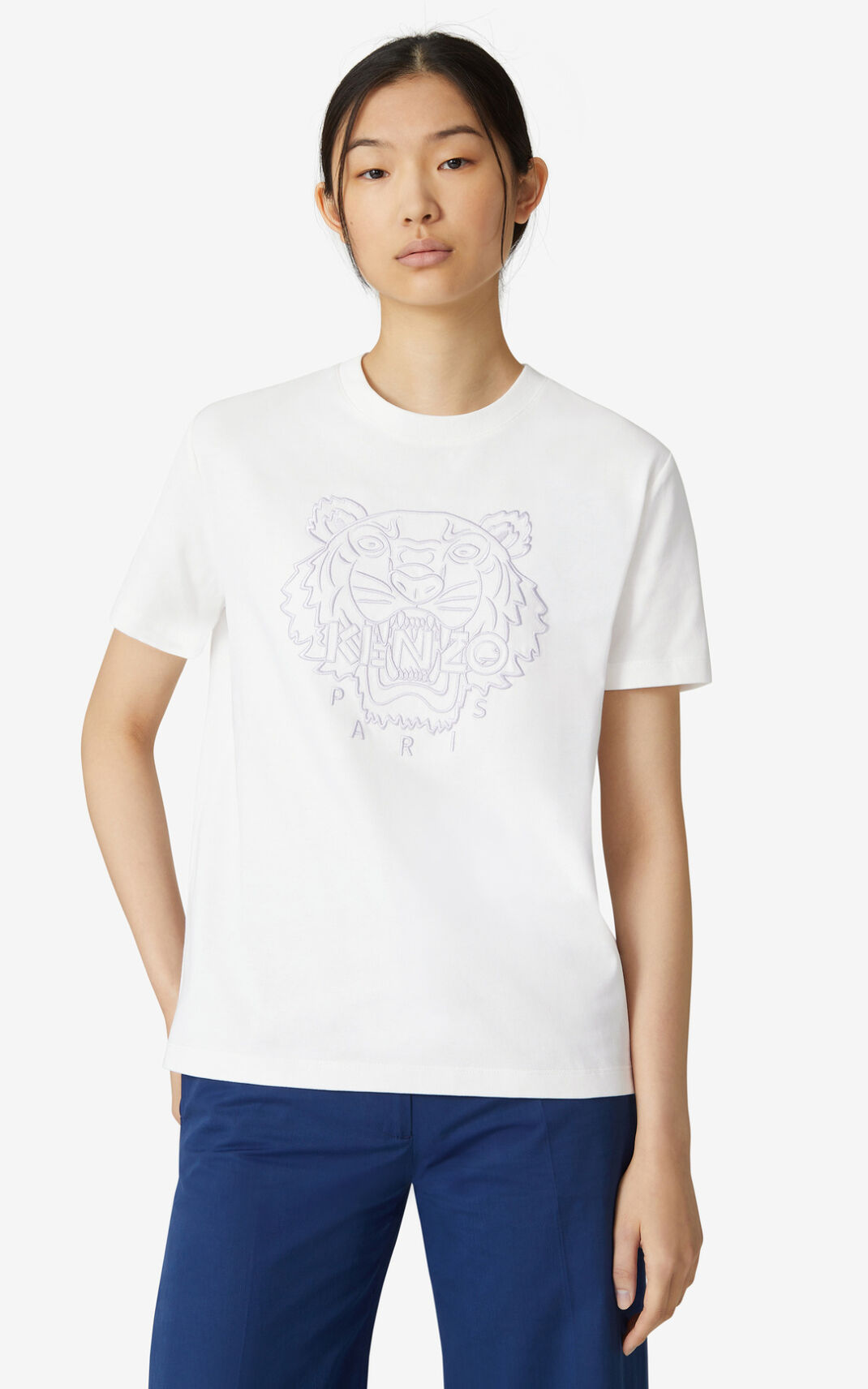 Camiseta Kenzo Loose Tiger Feminino - Branco | 179DHKLEA